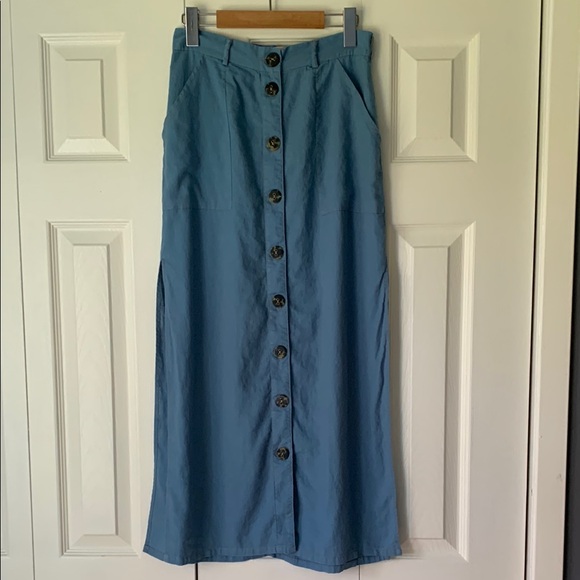Urban Outfitters Dresses & Skirts - Urban Outfitters Blue Maxi Skirt (Above Ankle) Linen Blend Size S-P